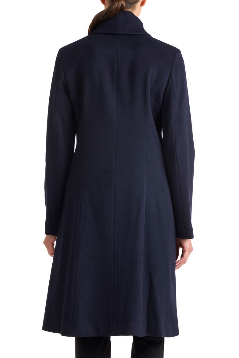 Round Collar Wool Coat, Alternate, color, NAVY