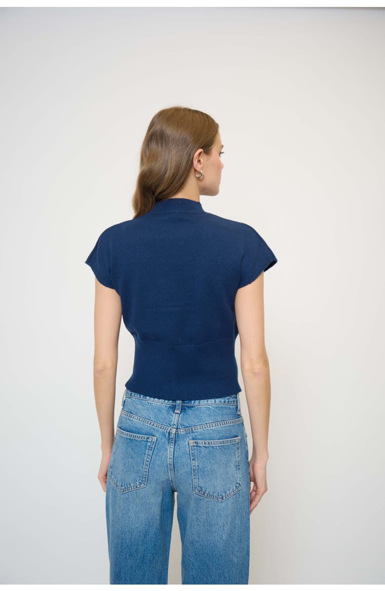 Central Park West Crystal Embellished Sleeveless Dolman Sweater, Alternate, color, Navy