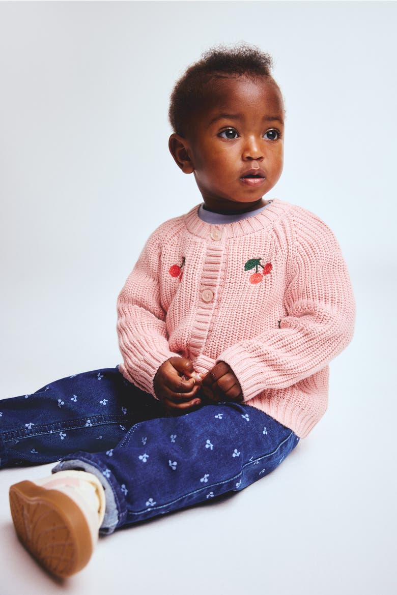 Embroidered-motif Cardigan, Alternate, color, Pink/cherries