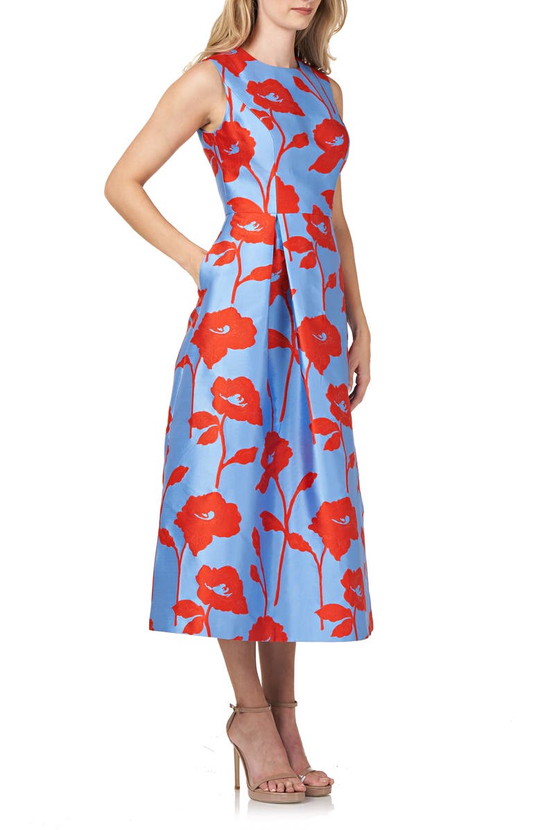 Kay Unger Floral Satin Jacquard Cocktail Dress, Alternate, color, 