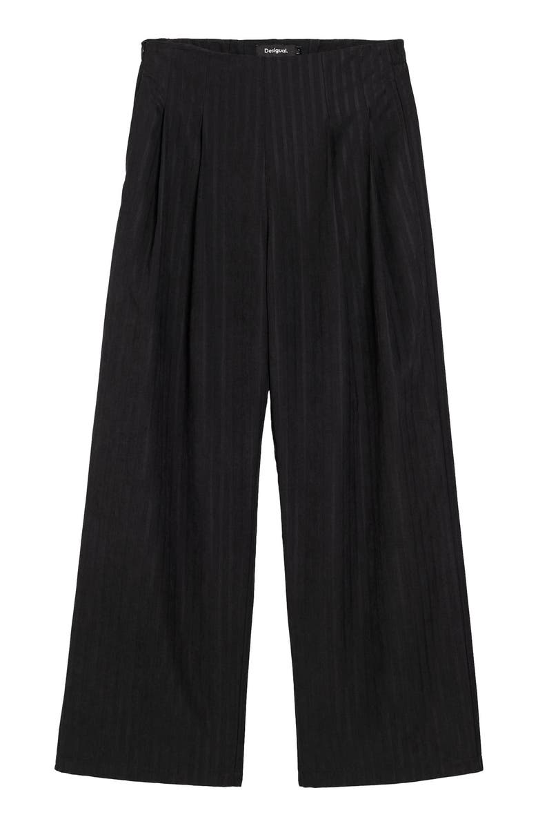 Desigual Pleat Front Wide Leg Pants, Alternate, color, Black