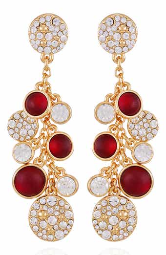 T Tahari Disc Pavé Drop Earrings