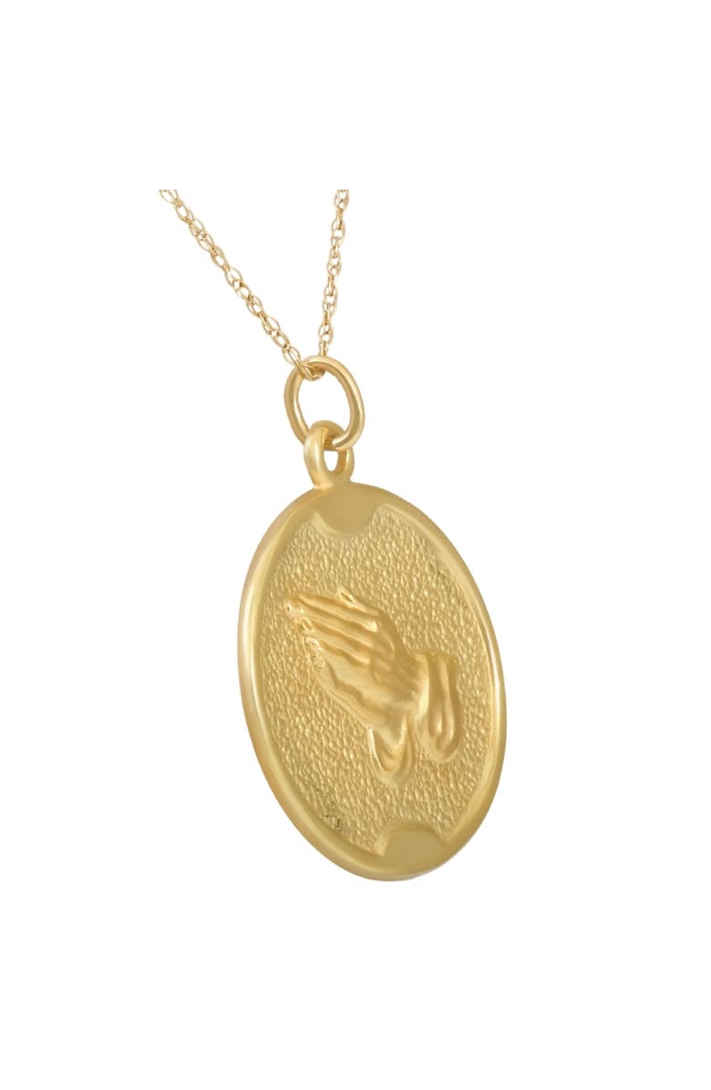 Bliss Diamond 14k Gold Prayer Hands Medal Pendant  .5" Tall 2.5 Grams, Alternate, color, 