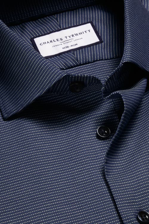 Charles Tyrwhitt Non-iron Stretch Texture Circle Shirt In Blue