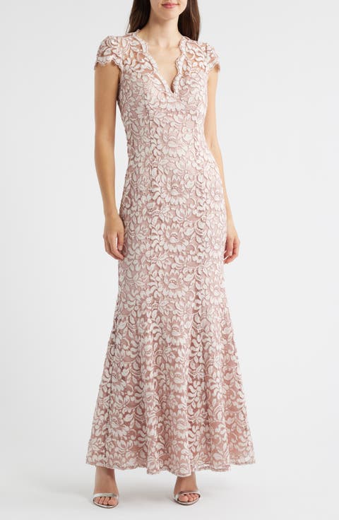 Illusion Cap Sleeve Gown