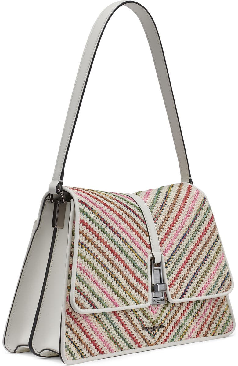 KARL LAGERFELD PARIS Mercerie Chevron Raffia Shoulder, Alternate, color, Multi Combo