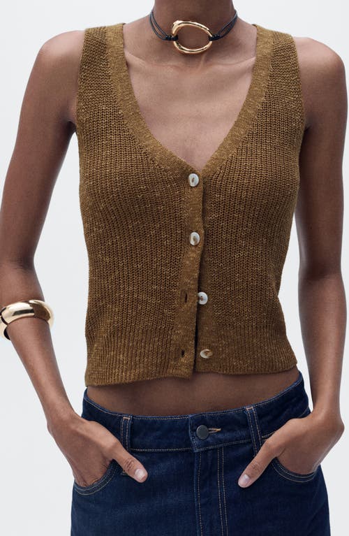 Shop Mango Jazmin Sweater Vest In Tobacco Brown