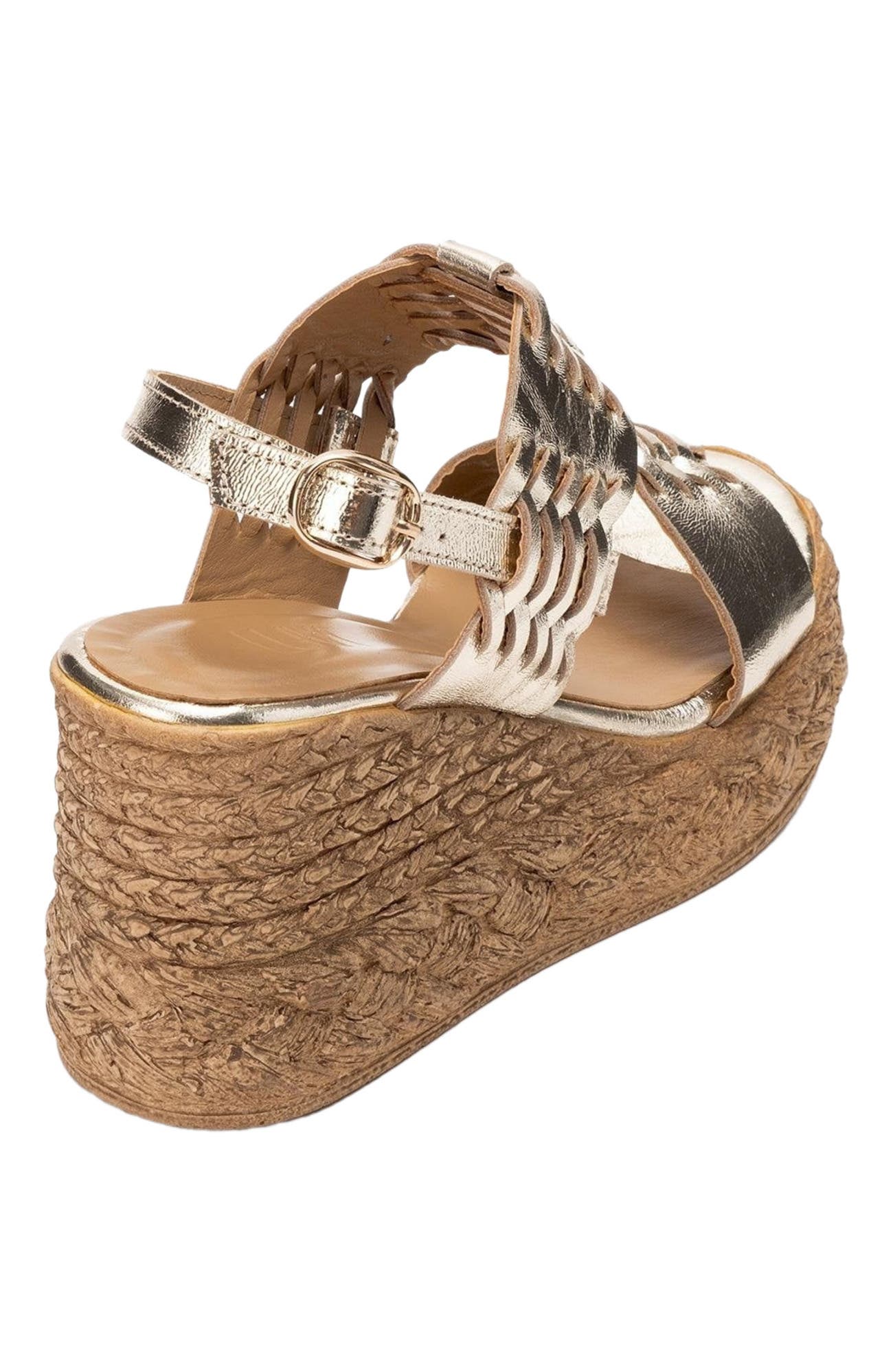 Forever & Always Shoes Olien Suede Leather Platform Espadrilles, Alternate, color, Gold Leather