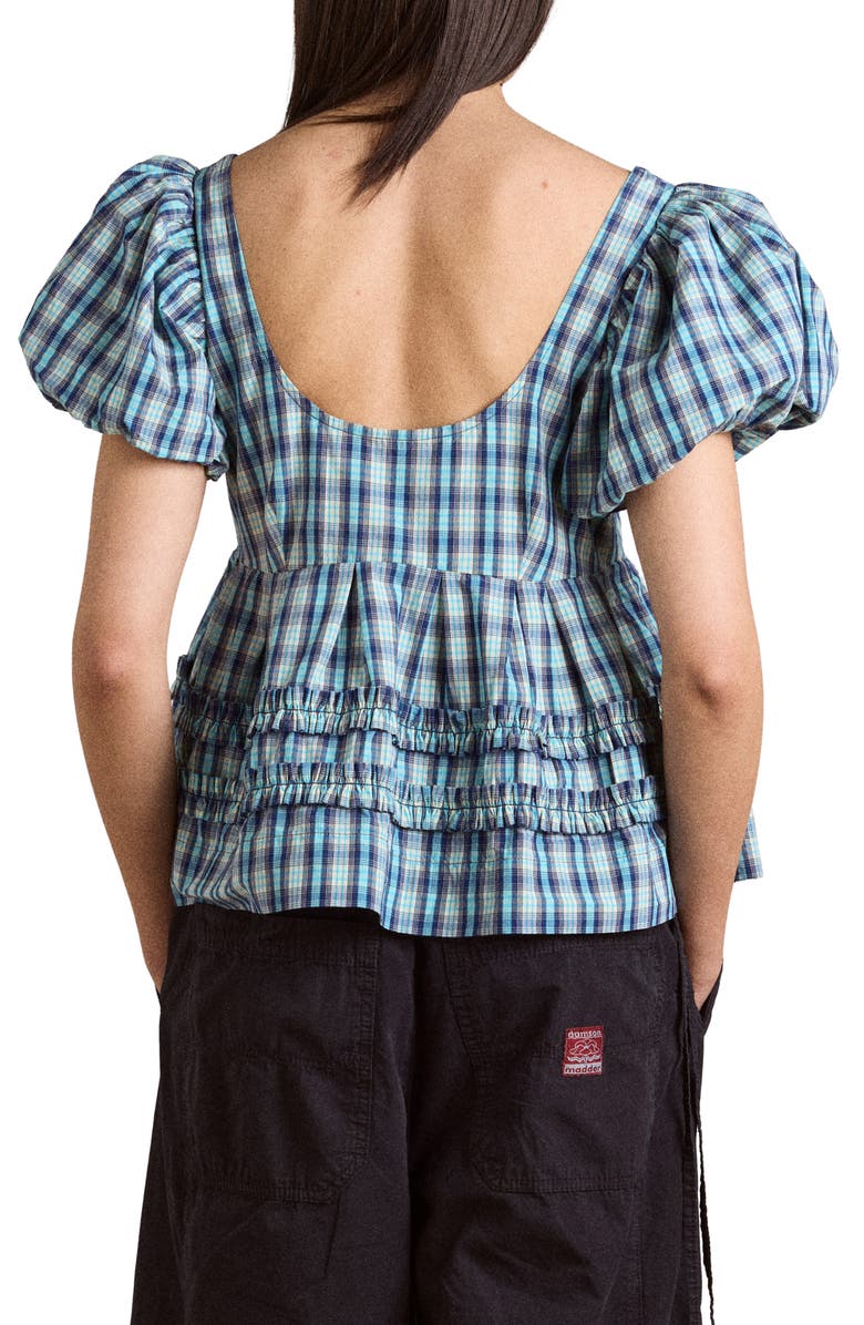 Damson Madder Summer Joy Plaid Organic Cotton Top, Alternate, color, Blue