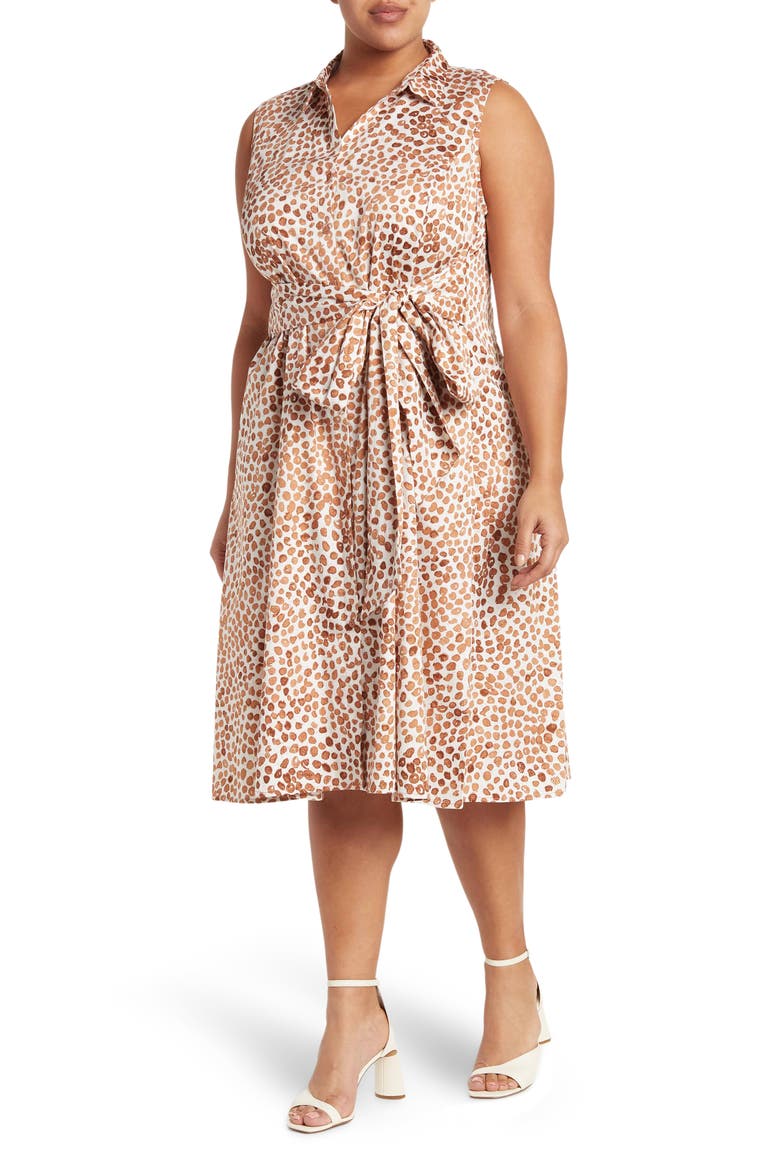 Copper Kiss Stretch Cotton Shirt Dress, Main, color, COPPER MULTI