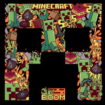 Boy's Minecraft Creeper Collage  Graphic T-Shirt