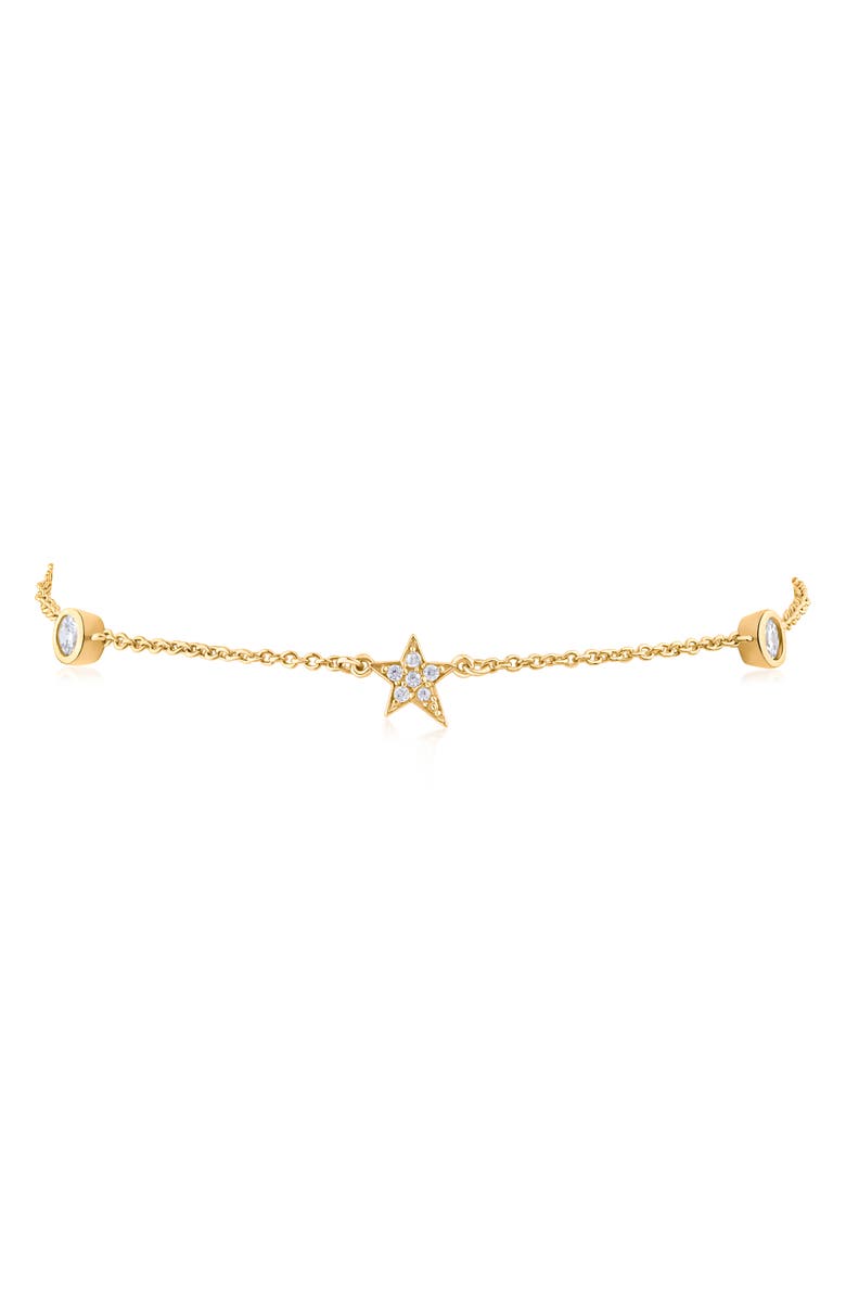 CZ by Kenneth Jay Lane 14K Gold Plated Pave Star Bezel CZ Anklet, Alternate, color, Clear-Gold
