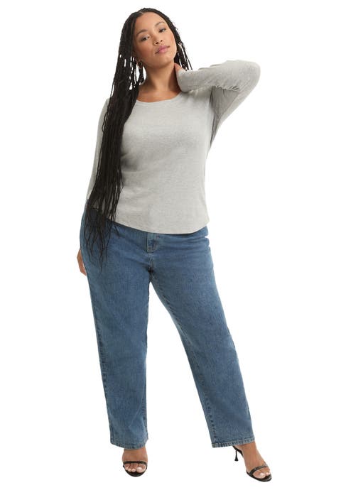 Ribbed Long Sleeve Scoopneck Top (Plus)