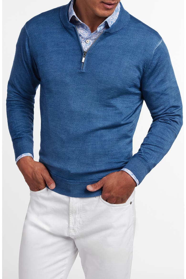 Skipper Merino Wool Blend Quarter Zip Sweater, Main, color, TIDAL BLUE