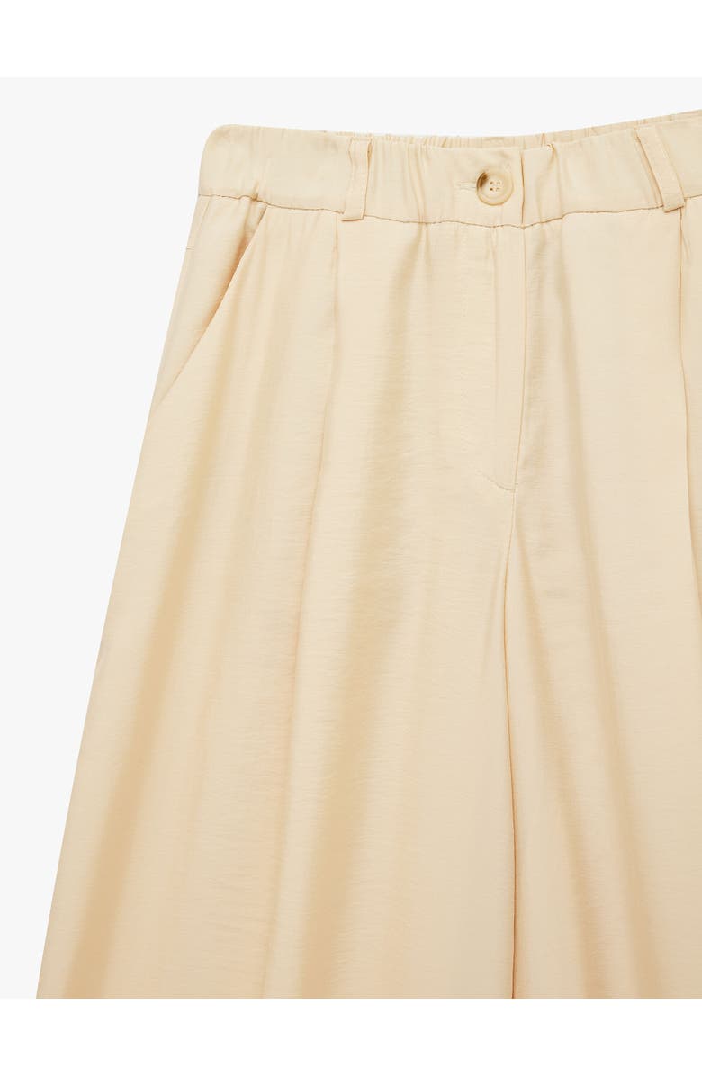 Koton Relaxed Fit Wide Leg Trousers with Elastic Waist, Alternate, color, Beige