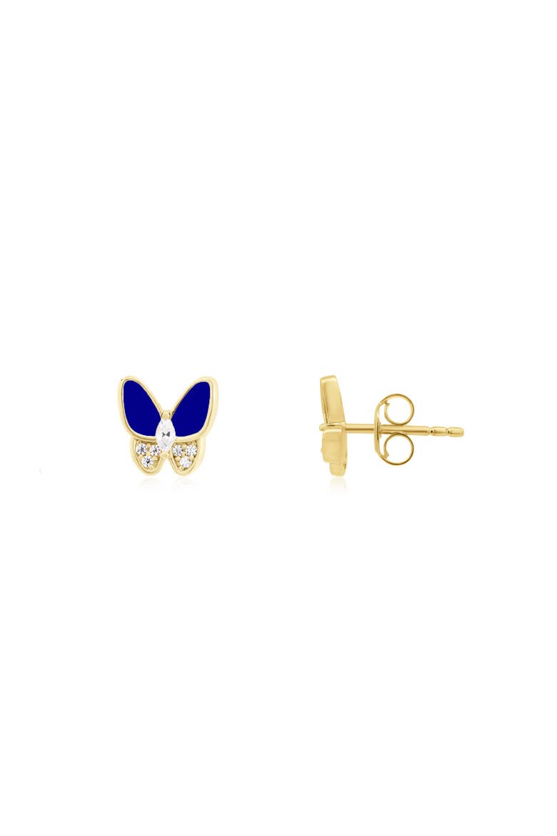Lapis CZ Butterfly Stud Earrings, Main, color, Lapis