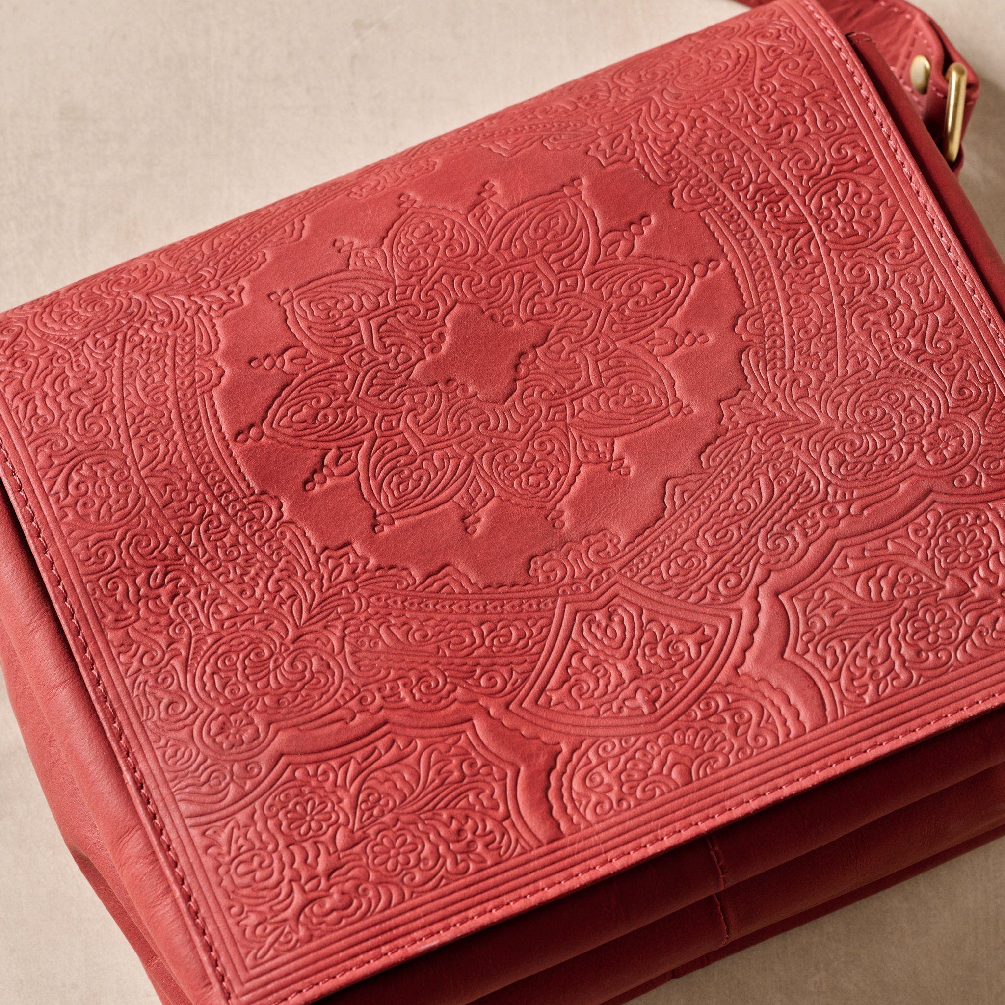 Kohra Embossed Leather Crossbody Bag, Alternate, color, Red
