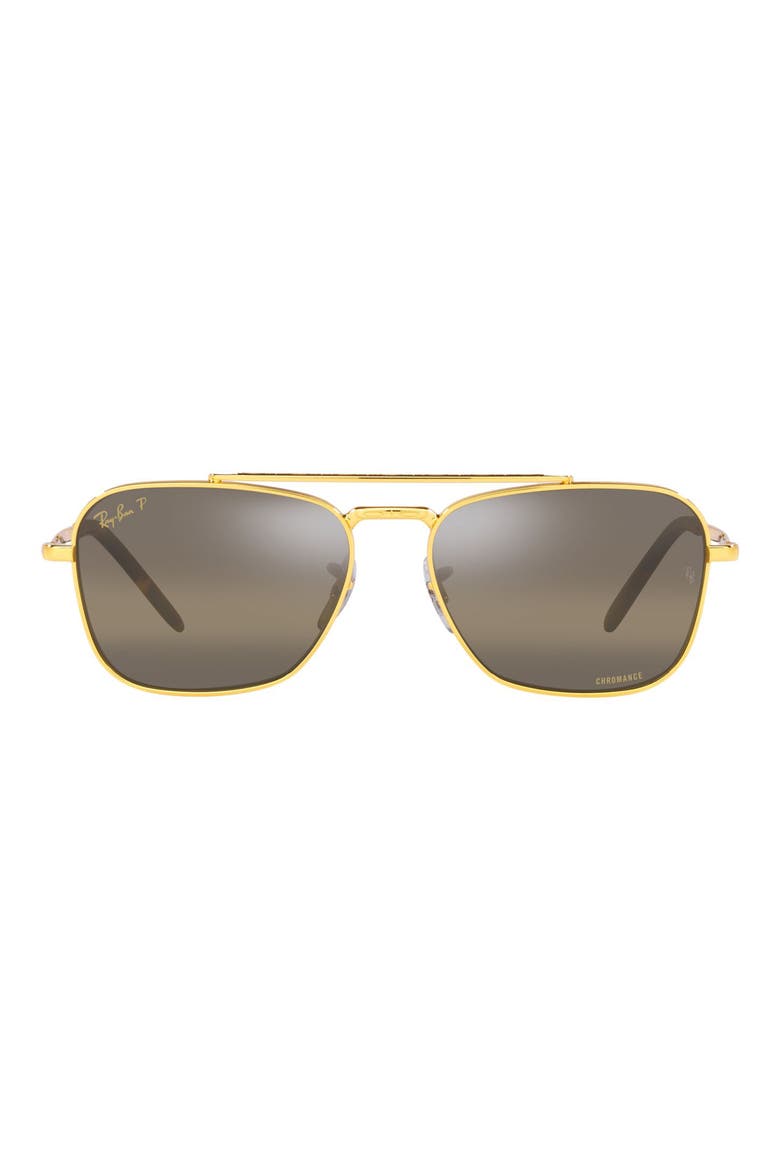 New Caravan 58mm Polarized Square Sunglasses, Main, color, YELLOW