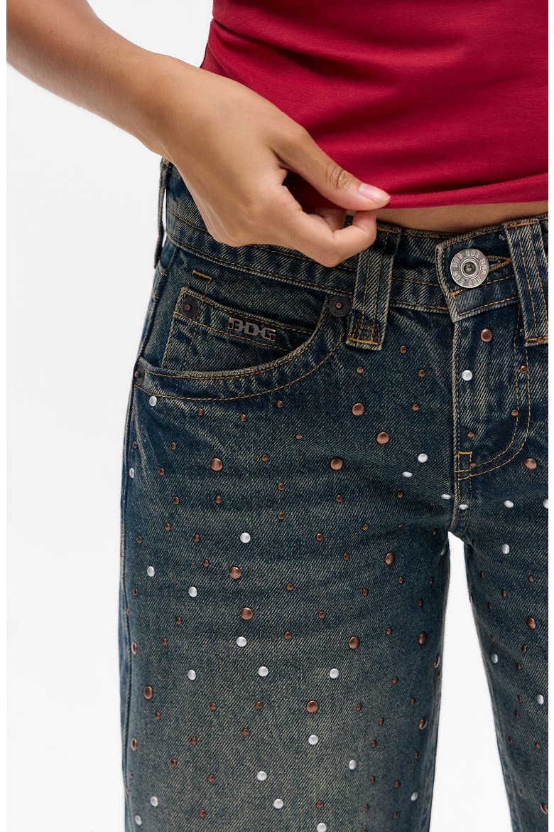 Kayla Studded Low Rise Wide Leg Jeans, Alternate, color, TINTED BLUE
