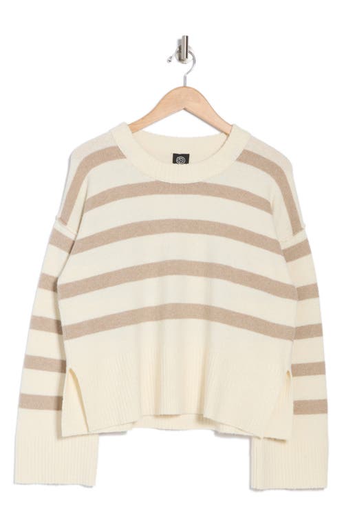 Bobeau Stripe Wide Sleeve Crop Sweater In Multi