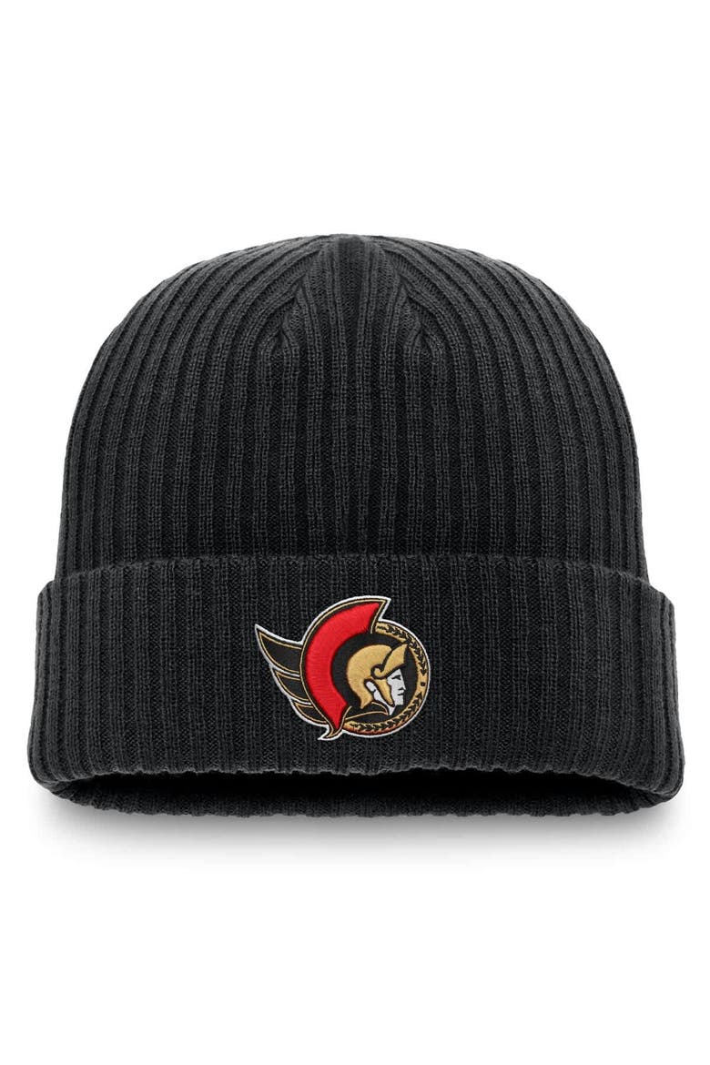 Men's Fanatics Black Ottawa Senators Component Cuffed Knit Hat, Main, color, Black