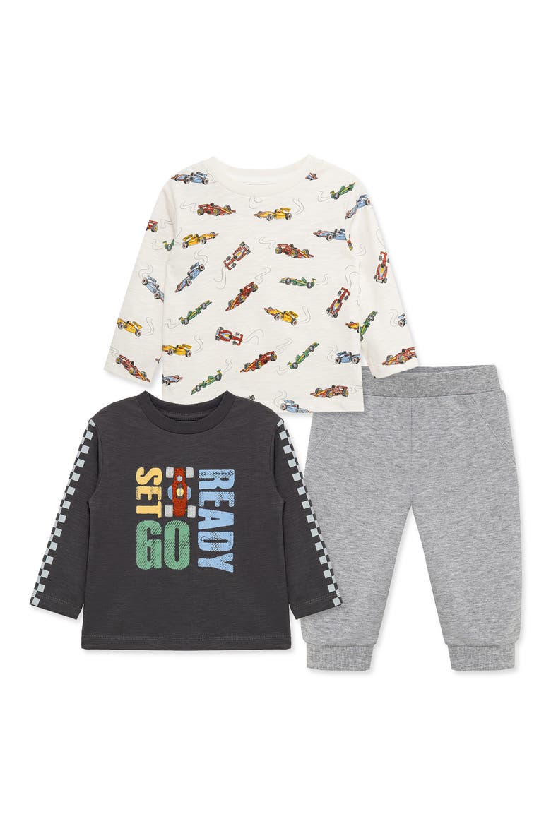 Race Car Graphic T-Shirt & Joggers Set, Main, color, GREY