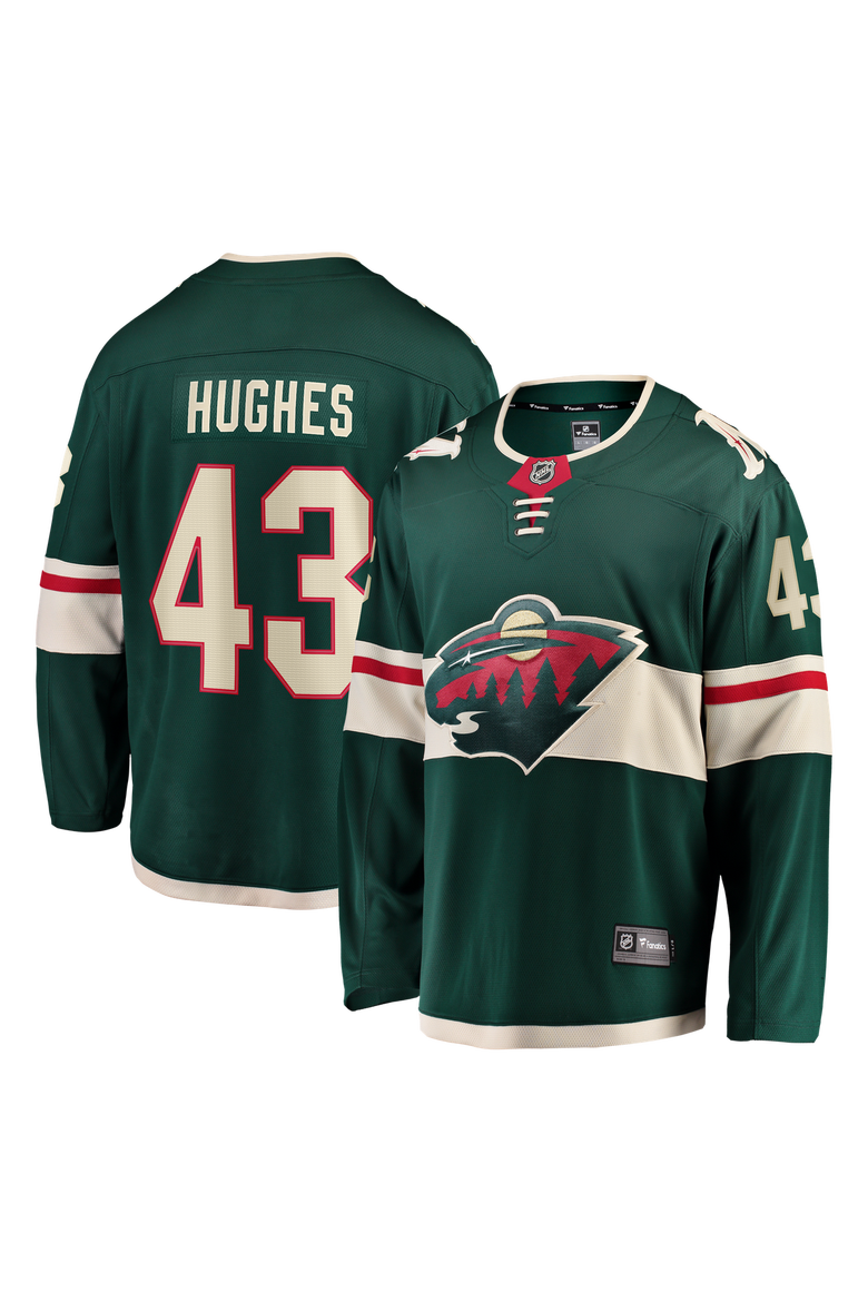Men's Fanatics Quinn Hughes Green Minnesota Wild Home Breakaway Jersey, Main, color, Green