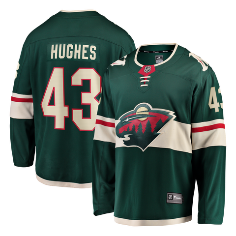 Men's Fanatics Quinn Hughes Green Minnesota Wild Home Breakaway Jersey