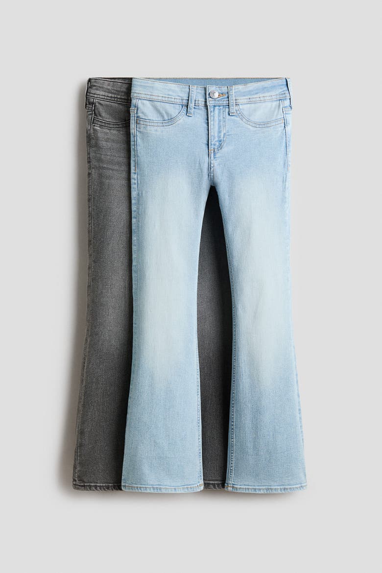 2-pack Flared Leg Low Jeans, Main, color, Denim gray/light denim blue