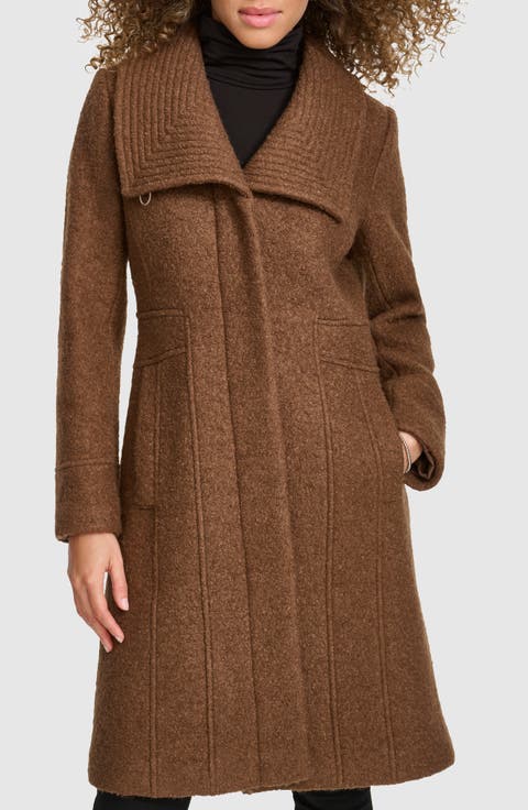 Pressed Bouclé Trapunto Collar Coat