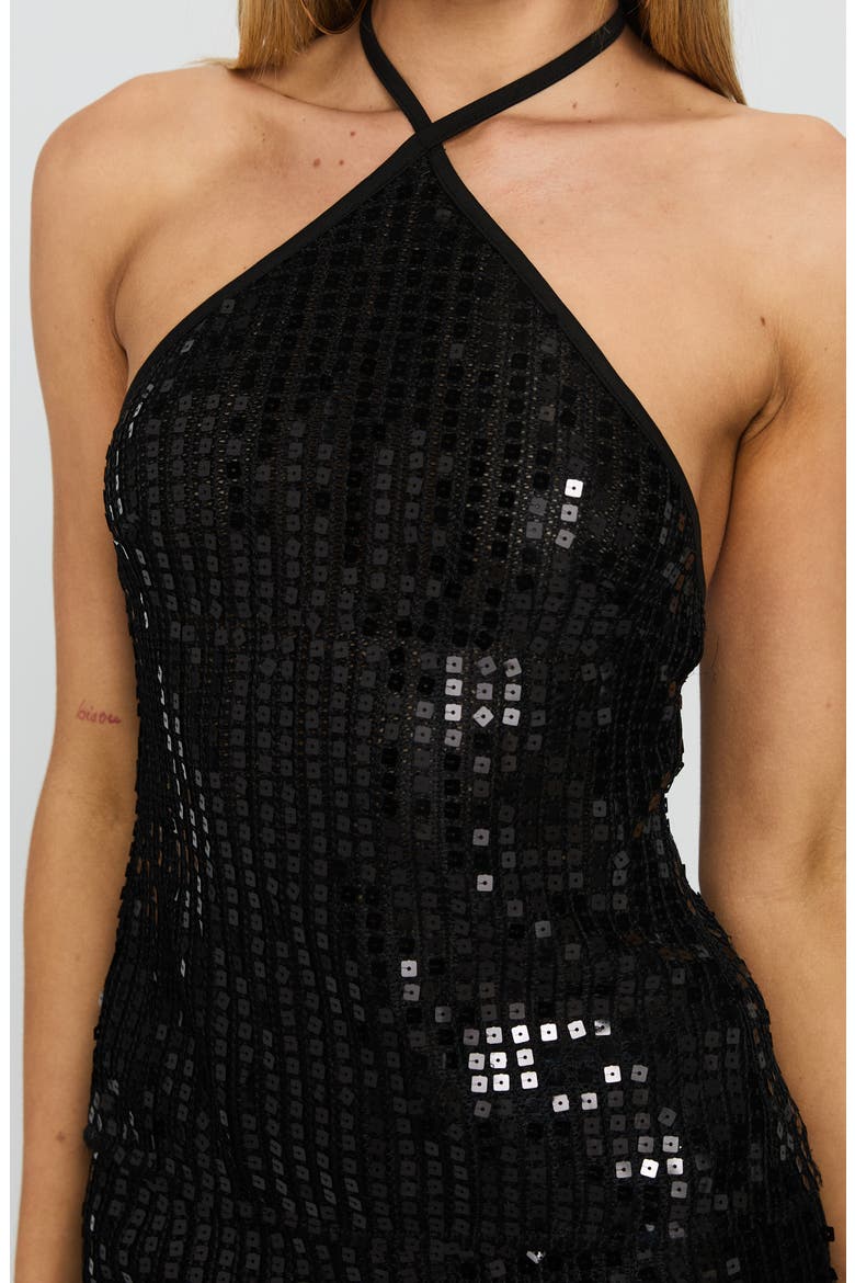 September Sunsets Sequin Halter Top, Alternate, color, BLACK
