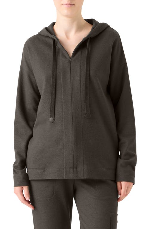 Akris Punto Wool Full Zip Hoodie In Brown