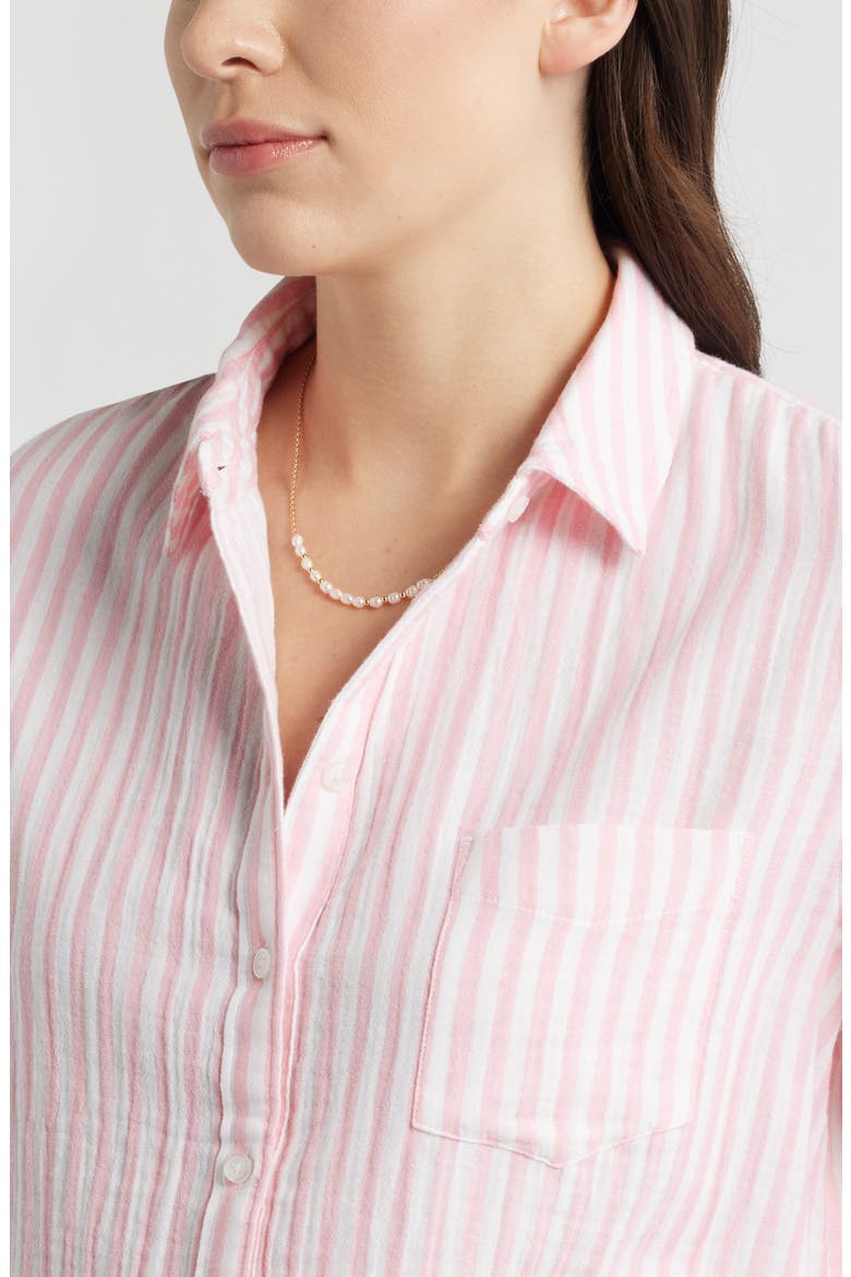 Casual Gauze Button-Up Shirt, Alternate, color, PINK DIANTHUS BRIANNE STRIPE