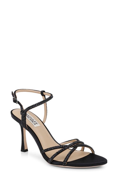 Badgley Mischka Collection Julietta Ankle Strap Sandal in Black Satin 