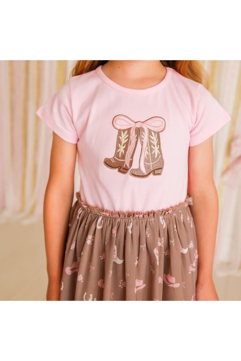 Howdy Darling Western Short Sleeve Tutu Dress, Alternate, color, Soft Pink