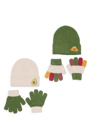 Toby Kids' 4-piece Beanie & Gloves Set In Multi