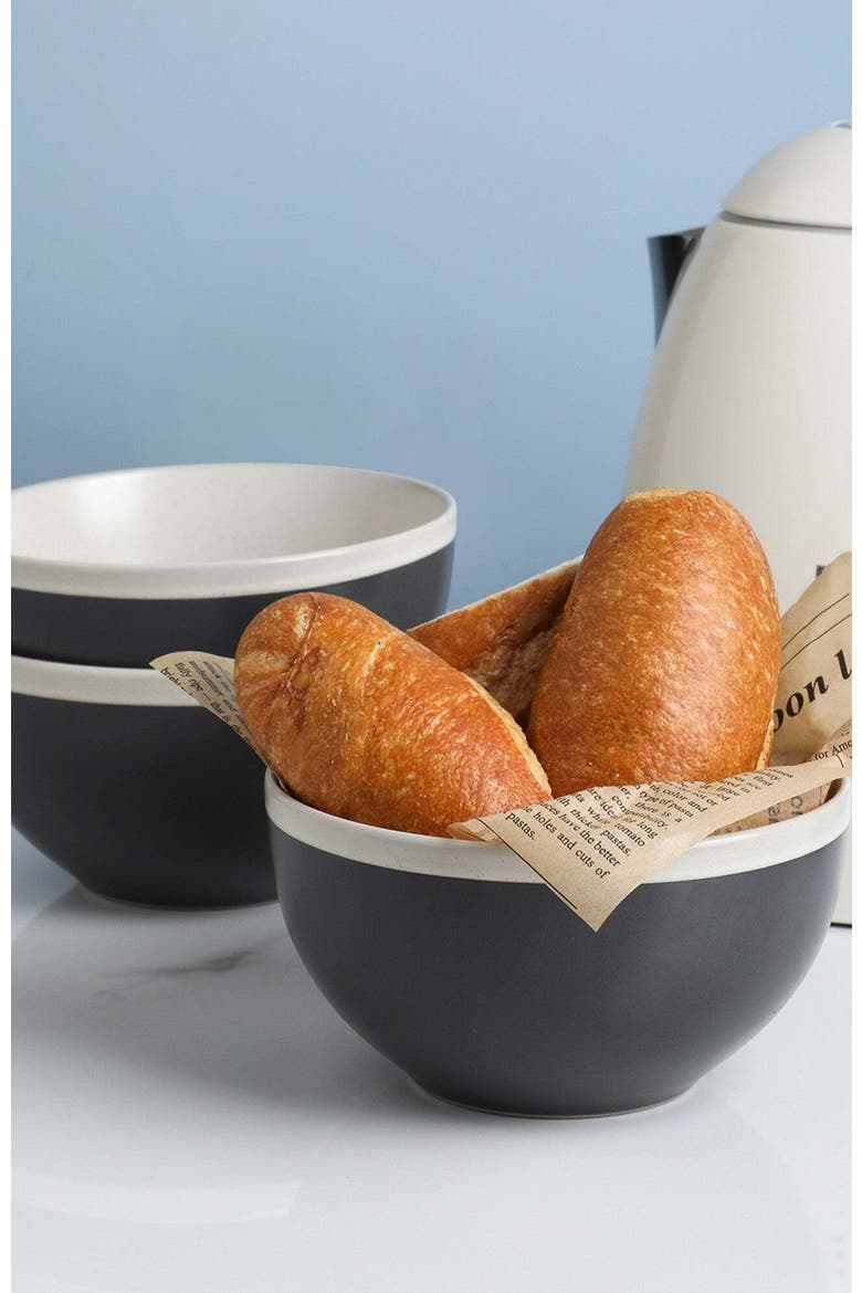 Serenity Stoneware 4-Piece Bowl Set, Alternate, color, Dark Gray and Cream