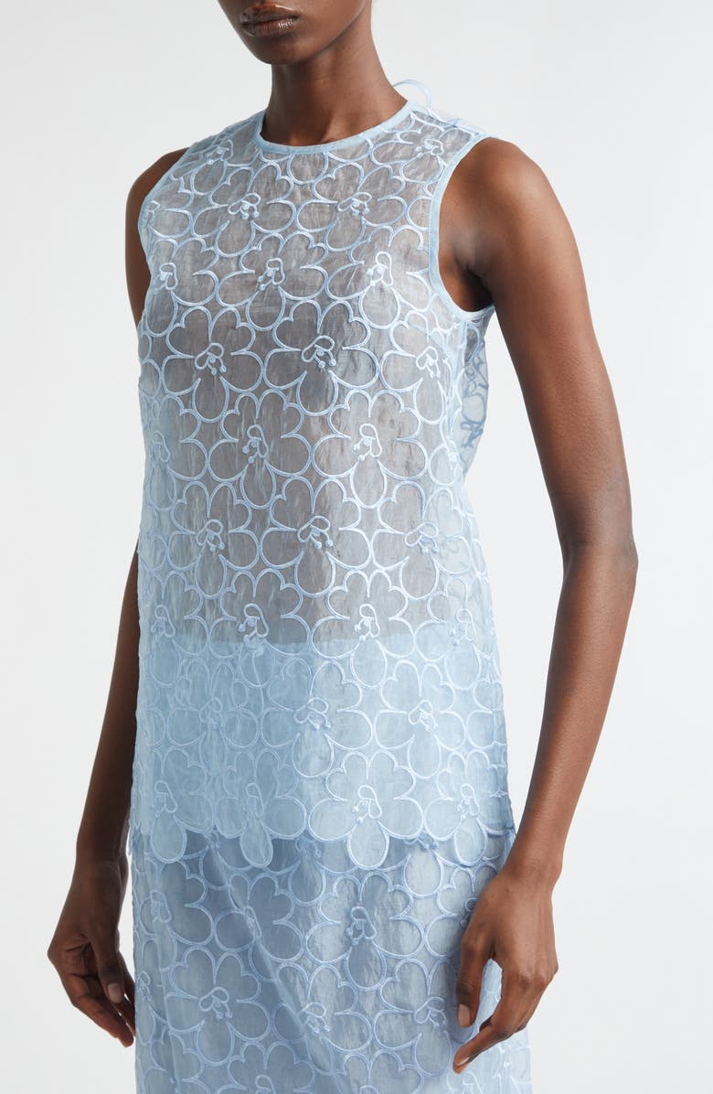 Cecilie Bahnsen Cerise Floral Embroidered Organza Top, Alternate, color, Light Blue Felicia Embroidery