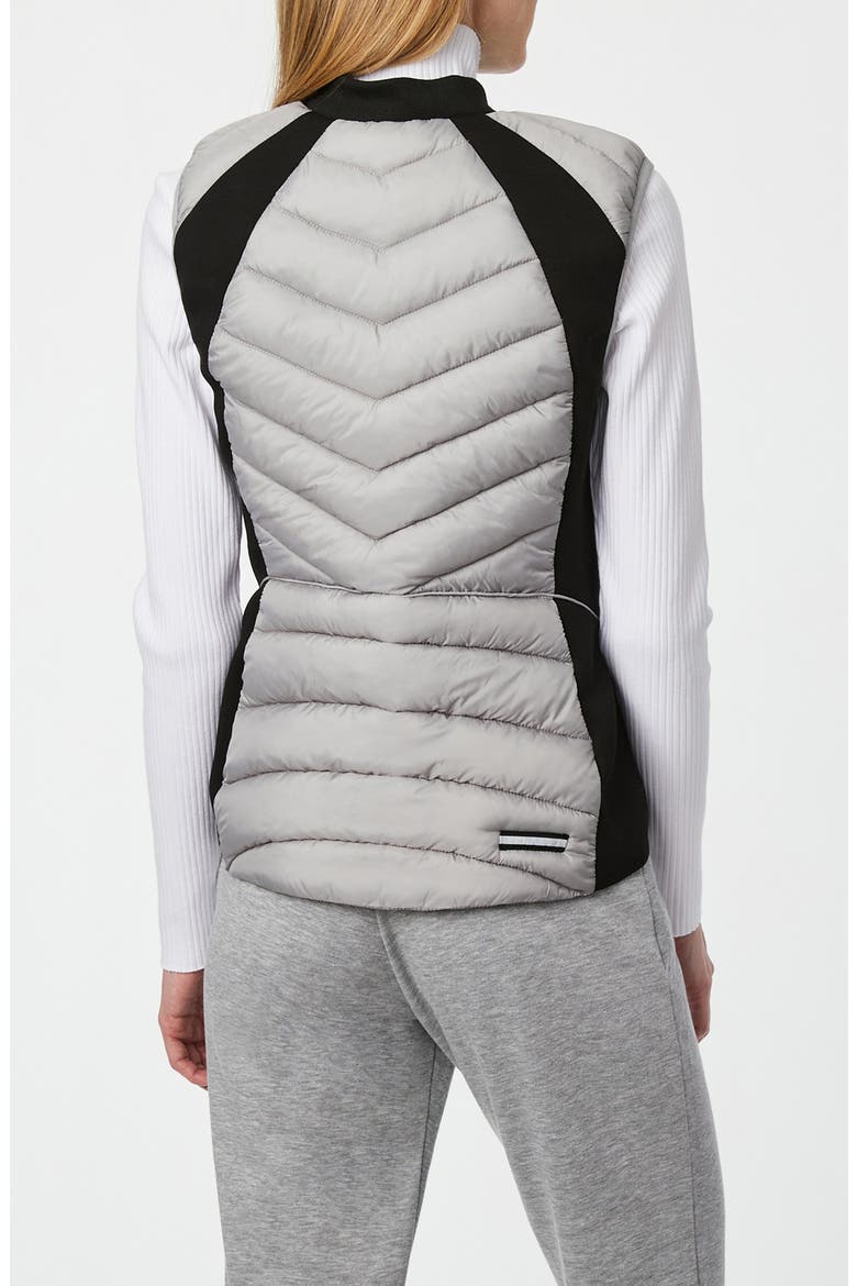 Neoprene Trim Channel Quilted Vest, Alternate, color, PEARL GREY