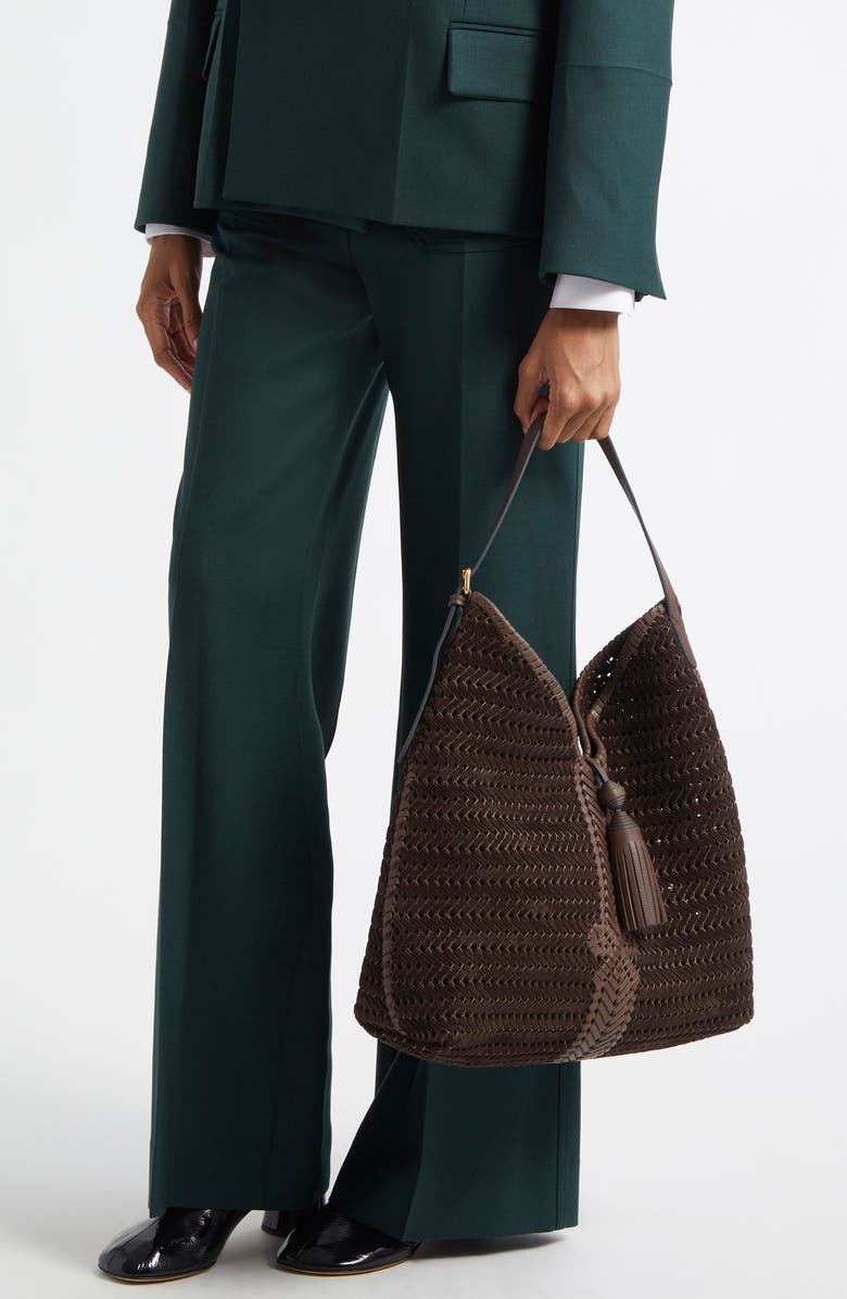 Anya Hindmarch The Neeson Herringbone Woven Leather Hobo, Alternate, color,