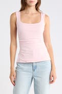 Madden Girl Square Neck Ruched Tank Top