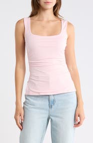 Madden Girl Square Neck Ruched Tank Top
