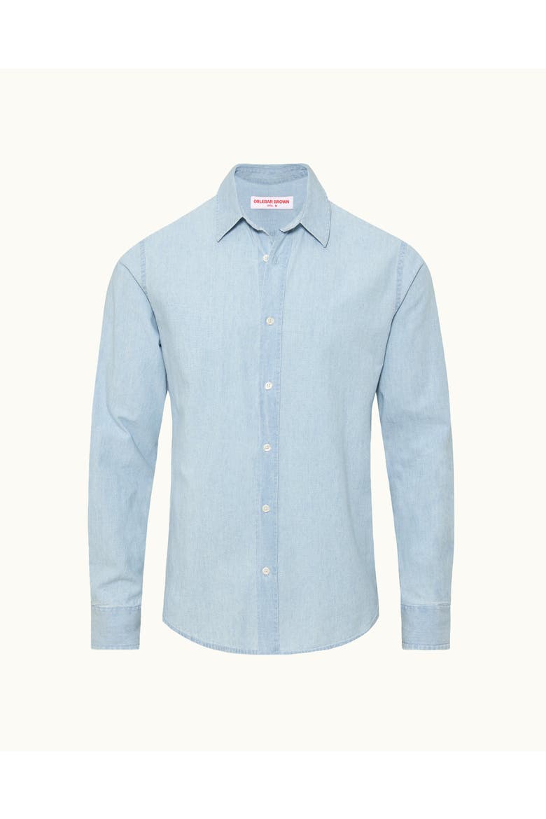 Giles Chambray Tailored Fit Chambray Shirt, Alternate, color, Wave Blue
