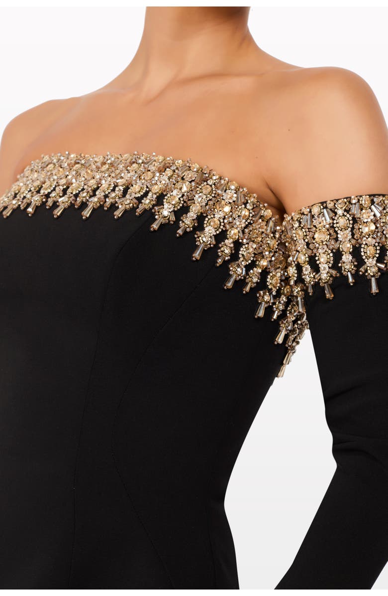 Jenny Packham Love Bubble Off-Shoulder Mini Dress, Alternate, color, Liquorice