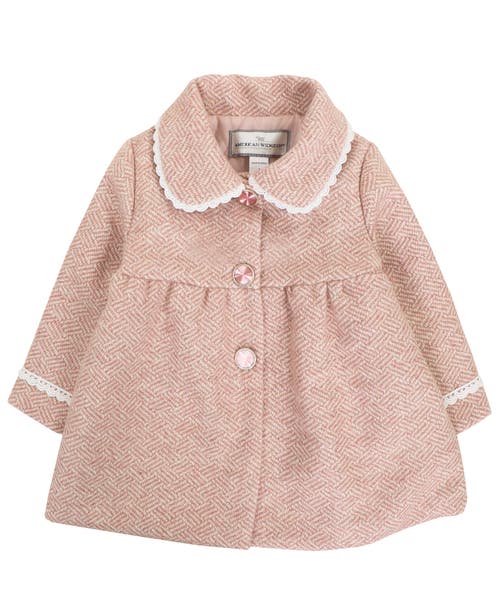 Widgeon Babies' Faux Wool Tweed Scallop Trim Jewel Coat In Brown