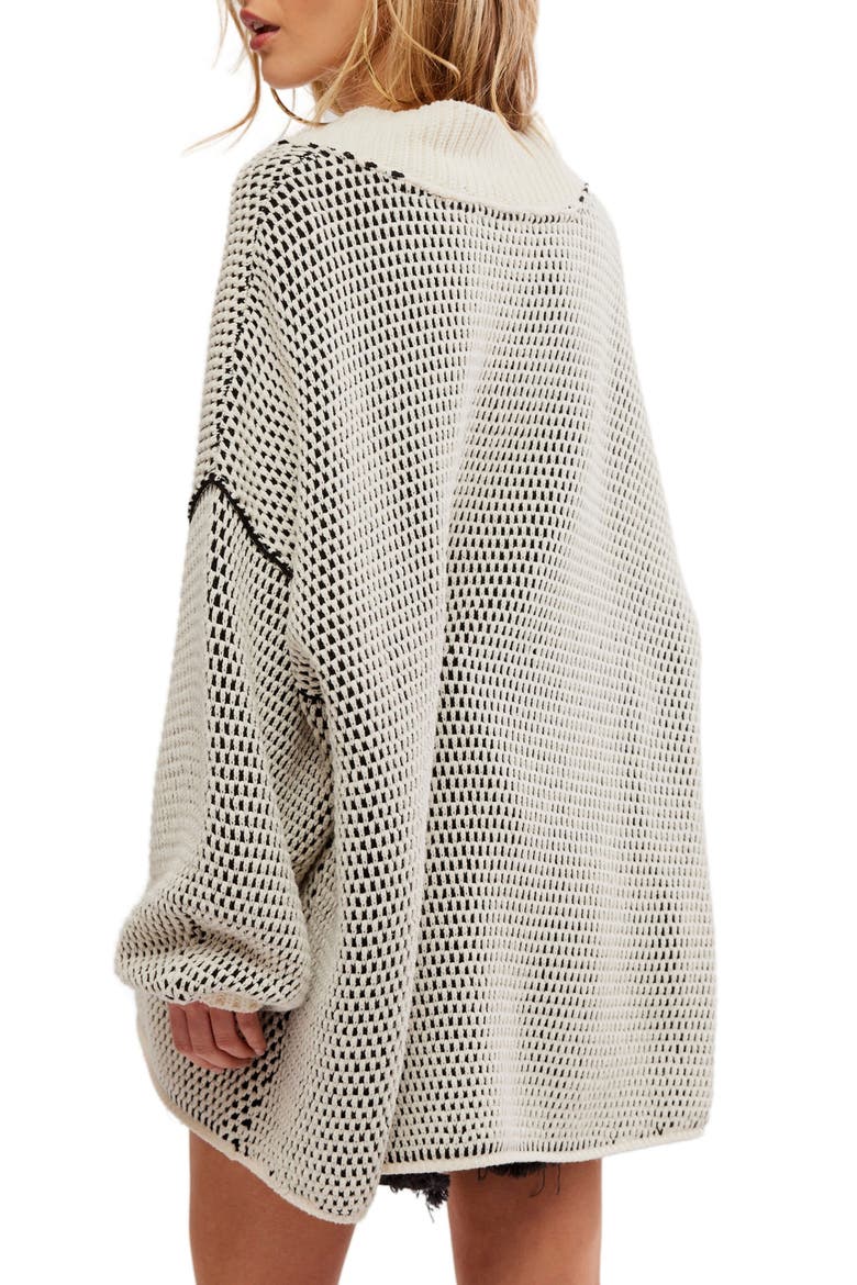Maisie Oversize Sweater, Alternate, color, IVORY BLACK COMBO