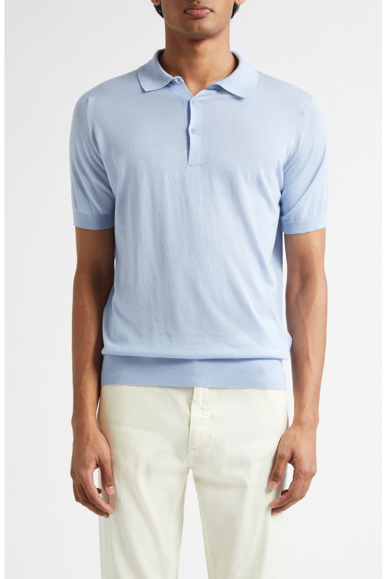 Elias Sea Island Cotton & Cashmere Polo Sweater (Nordstrom Exclusive), Main, color, CLEAR BLUE