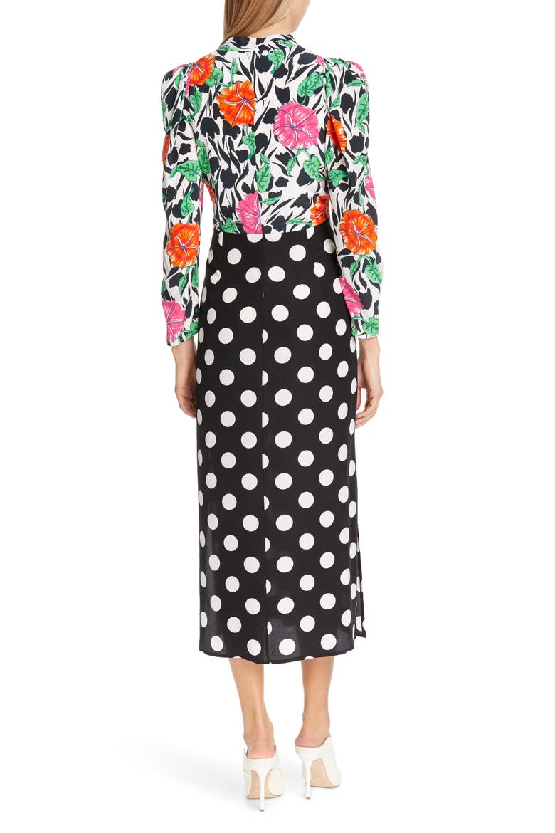 Gretal Floral & Polka Dot Print Dress, Alternate, color, MAXI SPOT FLORAL CHAIN