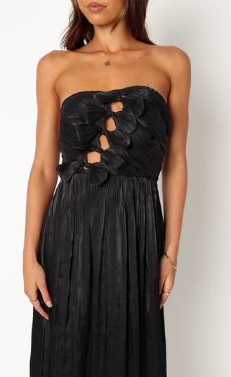 Mila Strapless Bow Cutout Midi Dress