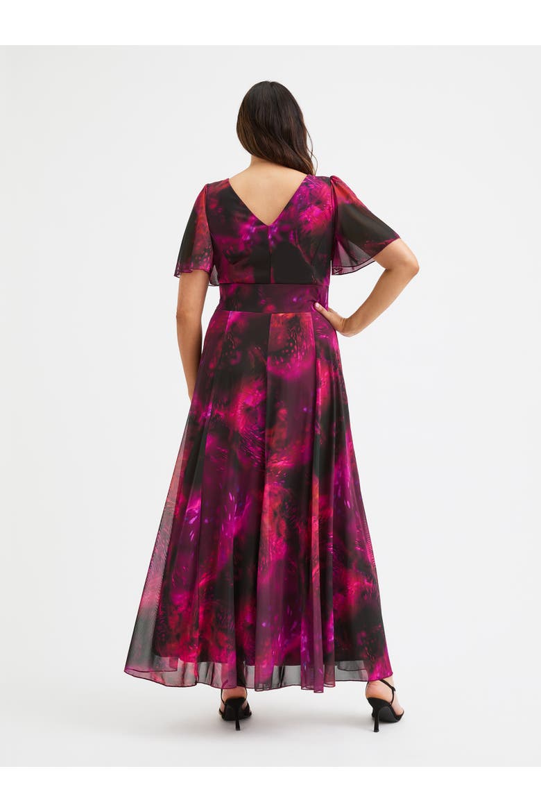 Isabelle Printed Angel Sleeve Dress, Alternate, color, Wine Marble